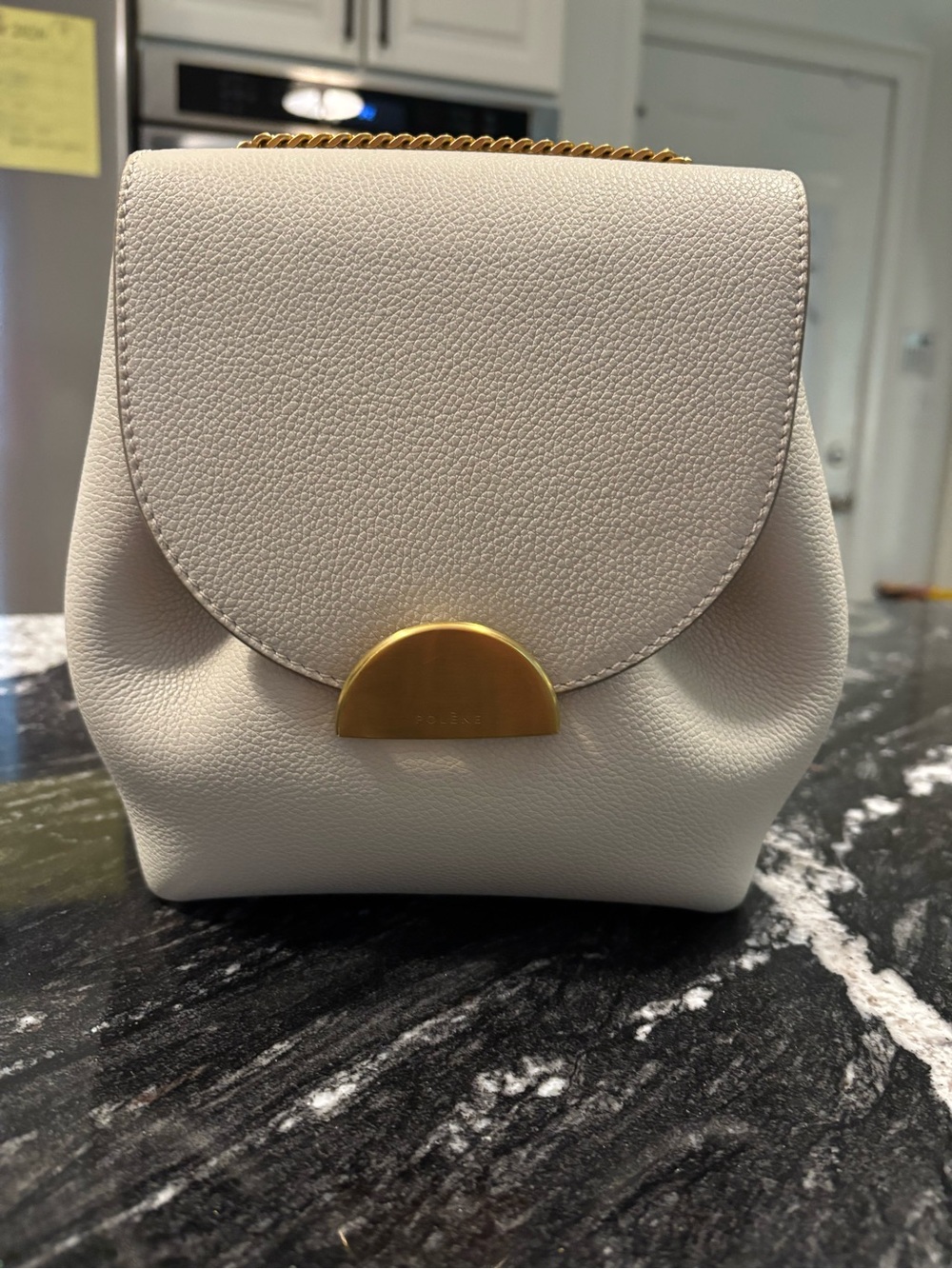 Polene Un Nano Crossbody Bag with Gold hardware (Chalk color)